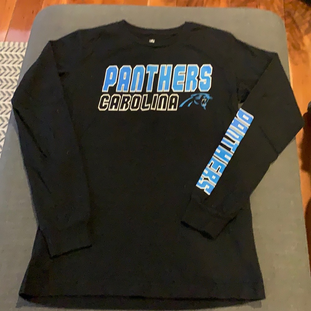 NFL Team Apparel Boy’s Carolina Panthers Long Sleeve T-Shirt Size 12/14 Large